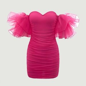 SHEIN Pink Ruffled Mini Dress Size M